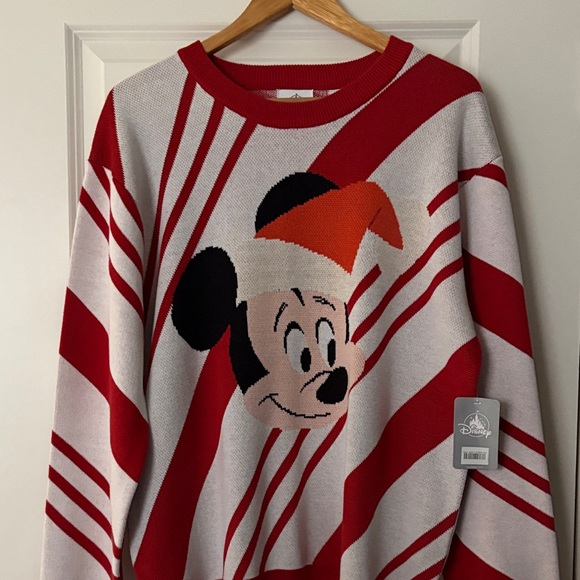 Disney Other - Disney Red and White Striped Mickey Sweater